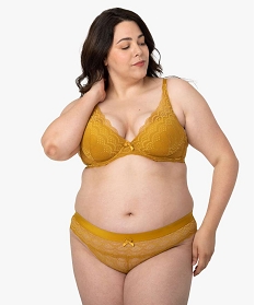 slip femme grande taille en dentelle avec large taille elastiquee jaune culottesA247801_3