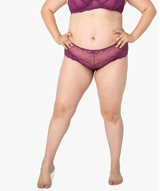 shortie femme grande taille en tulle et dentelle violet shortiesA249101_1