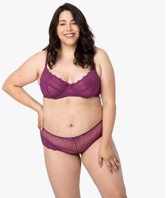 shortie femme grande taille en tulle et dentelle violet shortiesA249101_3