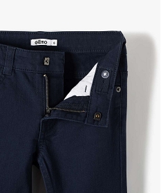 pantalon garcon uni coupe slim extensible bleu pantalonsA260601_3