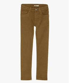 GEMO Pantalon garçon uni coupe Slim extensible marron vif