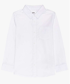chemise garcon unie a manches longues blancA262201_3