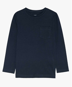 tee-shirt garcon manches longues a poche poitrine bleu tee-shirtsA267401_1