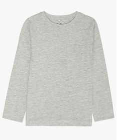 tee-shirt garcon manches longues a poche poitrine en coton bio grisA267601_1