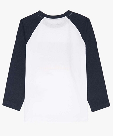 tee-shirt garcon imprime a manches longues contrastantes blancA268101_2