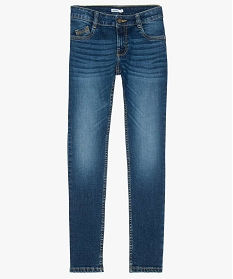 GEMO Jean garçon coupe slim avec plis sur les hanches bleu vif