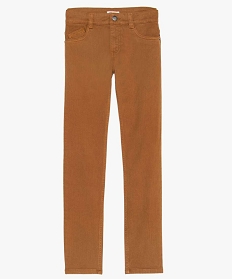 GEMO Pantalon garçon style jean slim 5 poches Brun