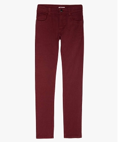 GEMO Pantalon garçon style jean slim 5 poches Rouge