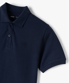 polo a manches courtes en maille piquee garcon bleu polosA277001_3