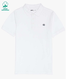 GEMO Polo à manches courtes en maille piquée garçon blanc vif