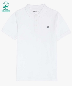 polo garcon a manches courtes en maille piquee blanc polosA277101_1