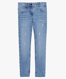 jean fille stretch coupe slim avec marques dusure gris jeansA287201_1