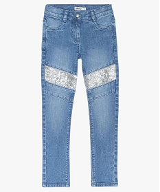 jean fille slim taille haute a paillettes gris jeansA287601_1