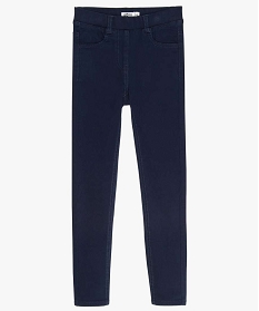 GEMO Pantalon skinny uni à taille élastiquée fille Bleu