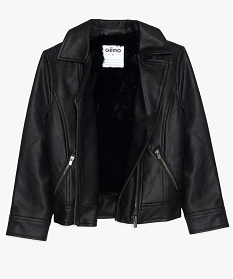 blouson zippe look rock a doublure peluche noir standard blousons et vestesA292401_2