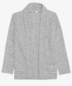 gilet fille fluide porte ouvert en maille chinee gris giletsA294001_1