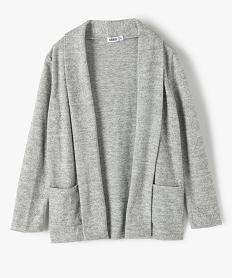 gilet fille fluide porte ouvert en maille chinee gris giletsA294001_4