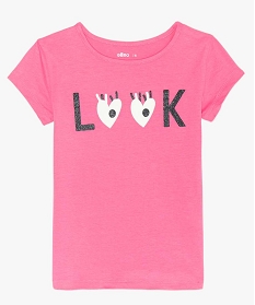 tee-shirt fille imprime a manches courtes rose tee-shirtsA297301_1