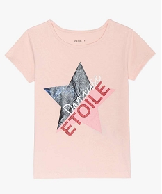 tee-shirt fille en coton stretch imprime danse rose tee-shirtsA297601_1