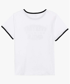 tee-shirt fille a manches courtes avec inscription sur lavant blanc tee-shirtsA313901_2