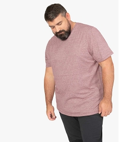 GEMO Tee-shirt homme grande taille col V à fines rayures Rouge