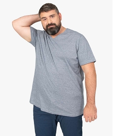 GEMO Tee-shirt homme grande taille col V à fines rayures Bleu