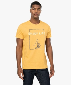 tee-shirt homme a manches courtes avec motif positif jaune tee-shirtsA325901_1