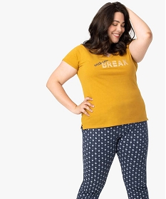 pyjama femme grande taille avec message humoristique jaune pyjamas ensembles vestesA328101_1