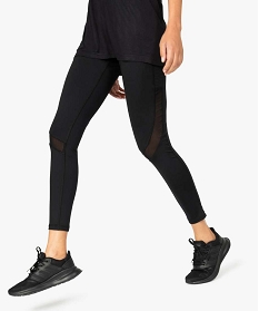 leggings de sport femme avec bandes texturees et resille noirA335301_1