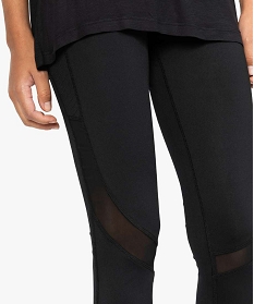 leggings de sport femme avec bandes texturees et resille noirA335301_2