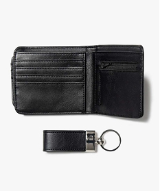 portefeuille homme avec porte cle et boite cadeau noirA338601_2