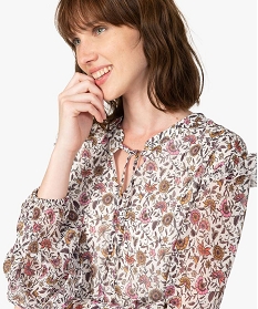 blouse femme a motifs fleuris avec volants sur les manches imprime blousesA338801_2