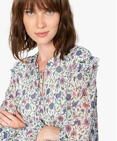 blouse femme a motifs fleuris avec volants sur les manches imprime blousesA338901_2