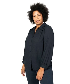 chemise femme en voile transparent avec manches froncees noir chemisiers et blousesA348801_1