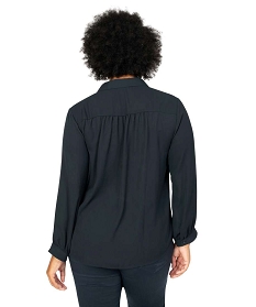 chemise femme en voile transparent avec manches froncees noir chemisiers et blousesA348801_3
