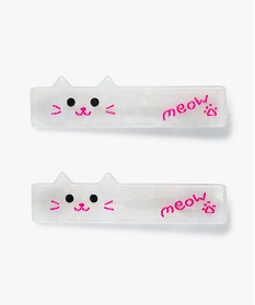 pinces a cheveux fille irisees motif chat (lot de 2) blanc autres accessoires filleA353101_1