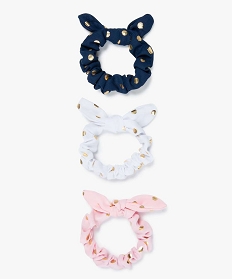 GEMO Chouchous à nœuds et pois pailletés fille (lot de 3) Bleu