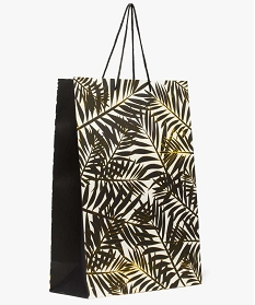 GEMO Sac cadeau en papier imprimé recyclé feuillage doré Noir