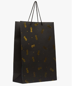 sac cadeau en papier imprime recycle ananas dore noirA357301_1