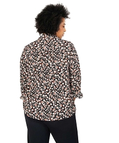 chemise femme a motifs fleuris avec fronces sur les epaules imprime chemisiers et blousesA361901_3