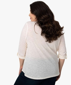 tee-shirt femme a manches longues en matiere irisee beigeA367301_3