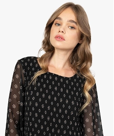 blouse femme en maille plissee a manches longues imprime blousesA369201_2
