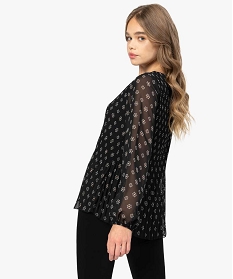blouse femme en maille plissee a manches longues imprime blousesA369201_3