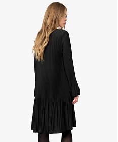 robe femme en maille plissee unie noir robesA371901_3