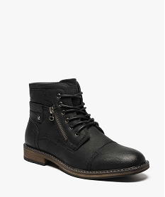 boots homme unis zippes avec lacets et boucle decorative noir bottes et bootsA377101_2