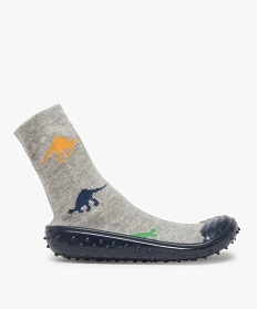 chaussons garcon avec tige chaussette a motifs dinosaures gris chaussonsA378901_1