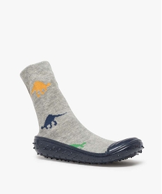 chaussons garcon avec tige chaussette a motifs dinosaures grisA378901_2