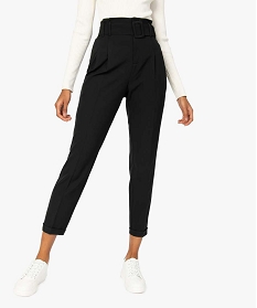 pantalon femme avec pinces et ceinture a grosse boucle noir pantalonsA381201_1
