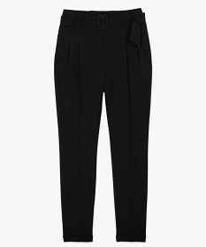 pantalon femme avec pinces et ceinture a grosse boucle noirA381201_4
