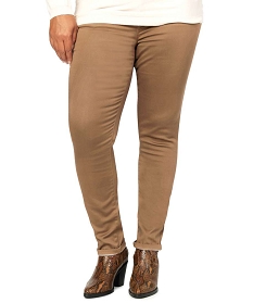 pantalon femme grande taille coupe slim en toile extensible orange pantalons et jeansA381501_1